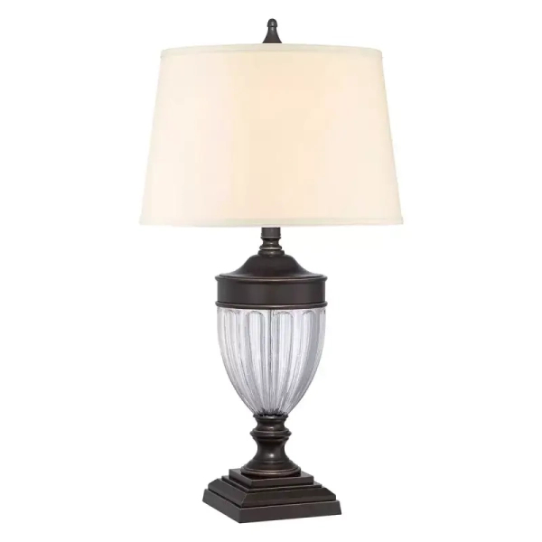 Lampa stojąca QZ-DENNISON-PB na biurko brązowa beżowa