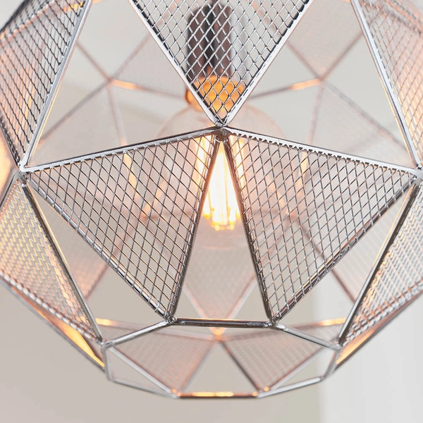 Geometryczna lampa wisząca Armour 72817 do salonu chrom