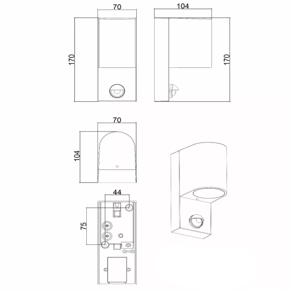 Kinkiet na ścianę ZARO 69803/01/30 Lucide IP65 z czujnikiem czarna
