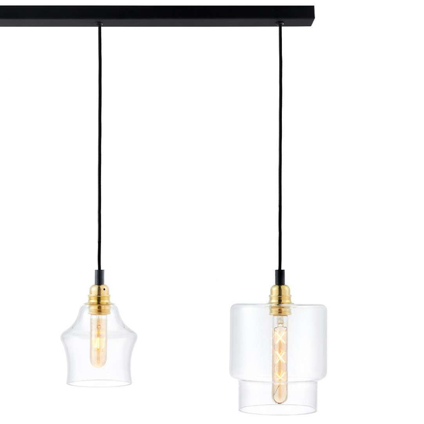 Wisząca LAMPA loftowa LONGIS 10876405 Kaspa skandynawska OPRAWA szklany ZWIS kaskada złota przezroczysta czarna