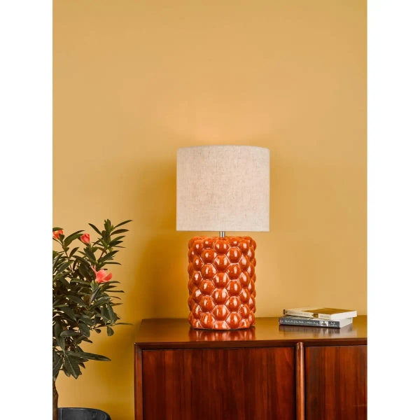 Ceramiczna nocna lampka Jayden JAY4211 tuba z abażurem pomarańczowa