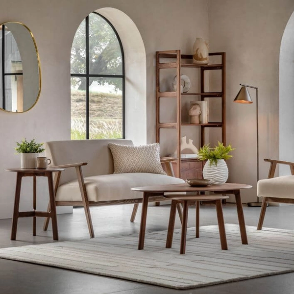 Sofa dwuosobowa Neyland 5059413402289 drewniana brązowa