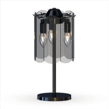 Lampka stołowa Nira MT3523-3S-EBCN Zumaline metal szkło przydymiony czarny