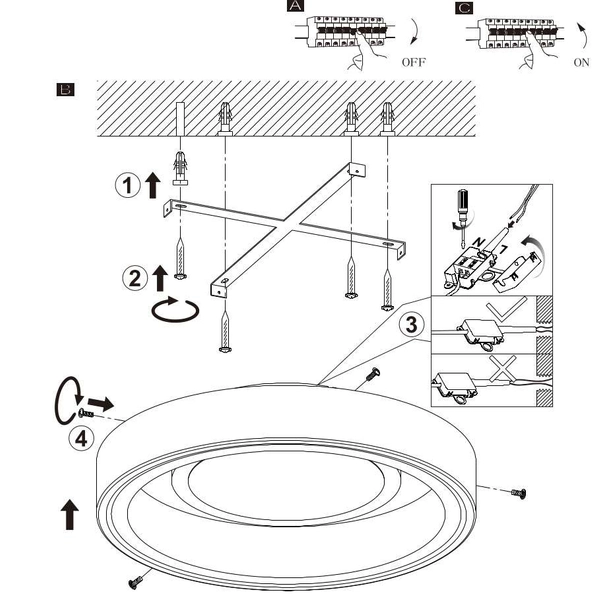 Okrągła LAMPA plafon GOFFI 48398-40 Globo sufitowa OPRAWA metalowa LED 40W 3000K - 6000K biała