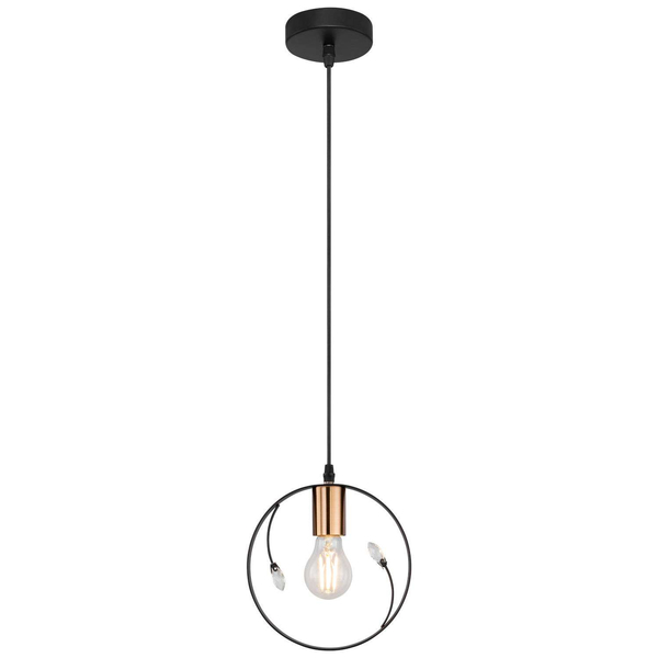 Industrialna LAMPA wisząca VIGO 15346-1 Globo metalowa OPRAWA zwis kryształki transparentne czarne