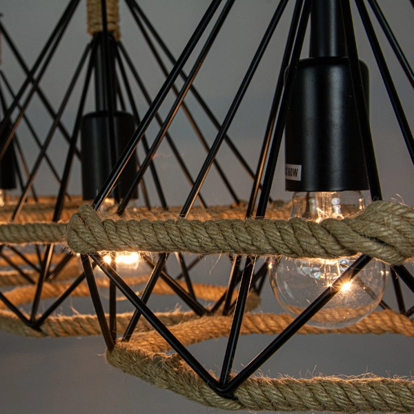 Loftowa LAMPA wisząca Piramida 8803/3 ZWIS - 06 Elem druciana OPRAWA metalowa piramida zwis czarny