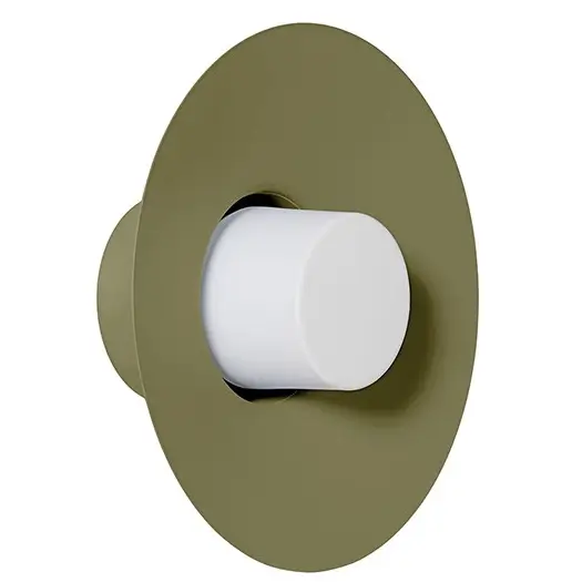 Naścienny kinkiet do przedpokoju Caponio CPWA114000 okrągły oliwkowy