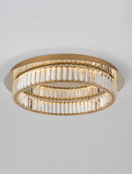 Przysufitowa lampa okrągła Bauta LED 40W 3500K do pokoju glamour szkło metal złota