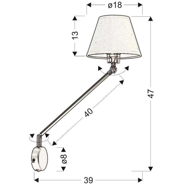 Kinkiet lampa ścienna 21-73891 abażurowa klasyczna na wysięgniku czarna