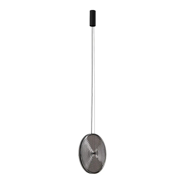 Lampa wisząca nad wyspę AURA LED przydymiona czarna dysk 1x22W 3000K do jadalni 12231
