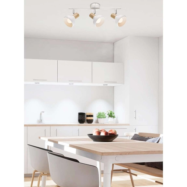 Plafon LAMPA sufitowa PUERTO 93-62673 Candellux skandynawska OPRAWA regulowane reflektorki drewno białe
