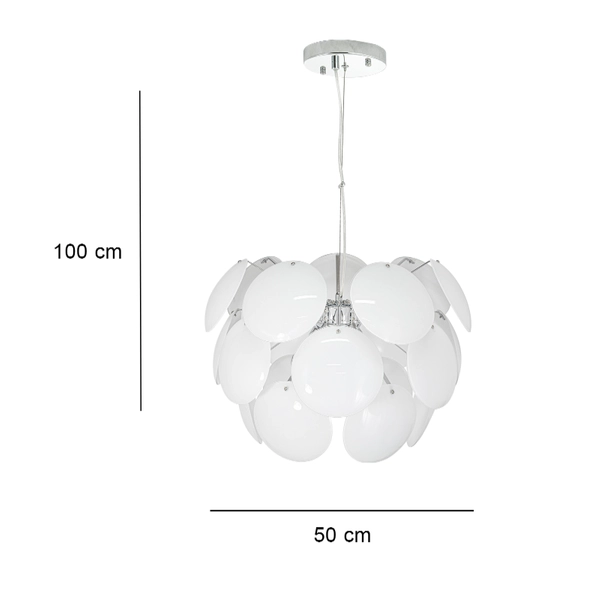 Biała lampa wisząca 6736/3 8C WHITE GL szklane spodki