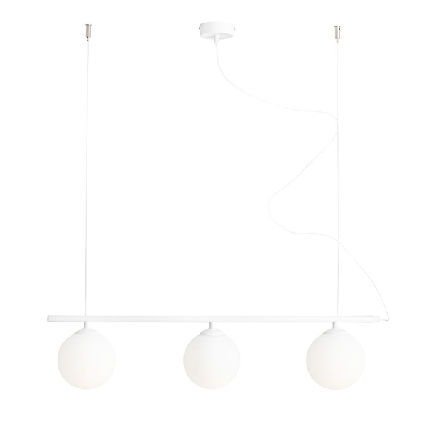 Biała lampa wisząca Beryl 1006E Aldex 3-płomienna do sypialni balls