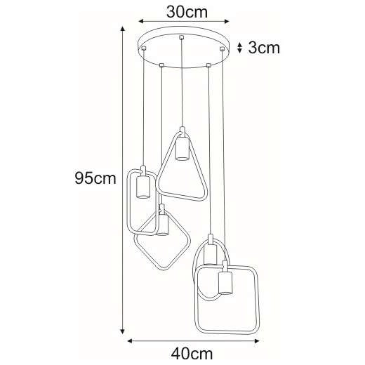 LAMPA wisząca Geo K-3931 Kaja metalowa OPRAWA kaskada kształtów ZWIS ramki czarne