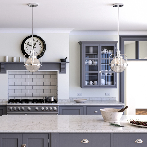 Wisząca lampa nad stół QN-TRIOCENT-P-PN kula nikiel