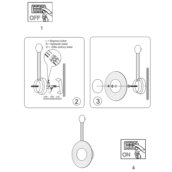 Kinkiet ścienny jadalniany Bell LP-1702/1W AM LED 8W 3000-6000K bursztynowy