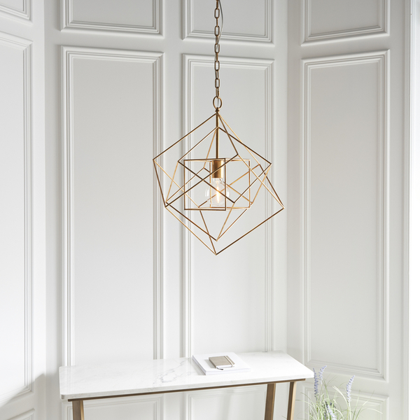 Wisząca lampa designerska L&-190032 Light& klatka druciana złota
