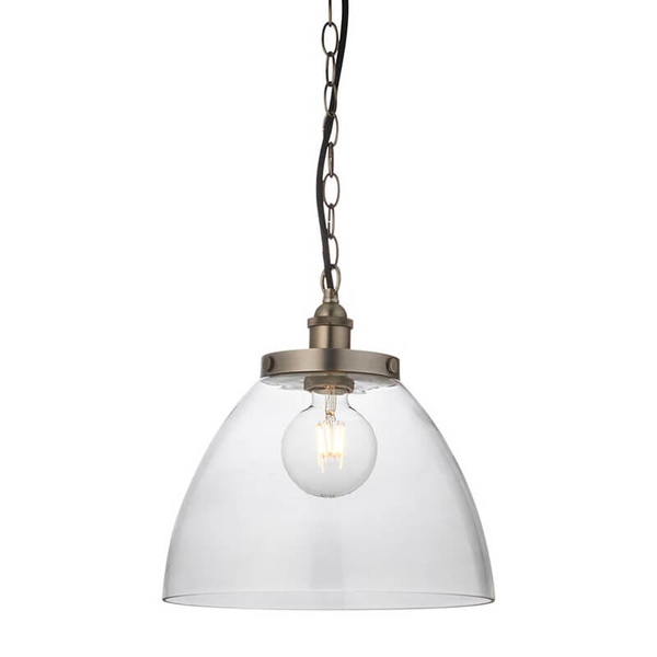 Szklana lampa wisząca Hansen Grand 106896 na łańcuchu srebrna przezroczysta