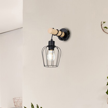 Industrialna LAMPA ścienna FABIAN 5244 Rabalux druciany kinkiet do salonu czarny