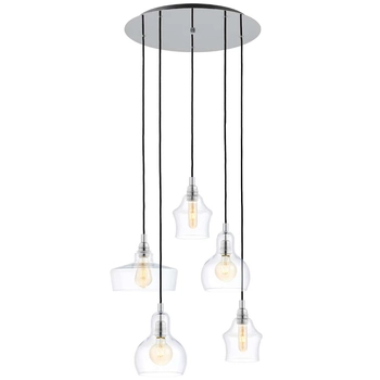 Lofrowa LAMPA wisząca LONGIS 10526509 Kaspa szklana OPRAWA skandynawski ZWIS kaskada chrom przezroczysta czarna