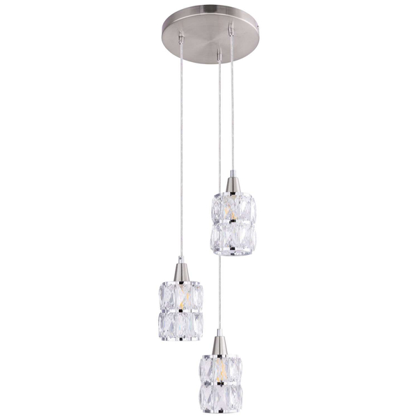 Glamour LAMPA wisząca WOLLI 15760-3 Globo szklana OPRAWA zwis kryształki nikiel matowy chrom