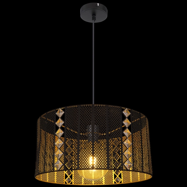 Ażurowa LAMPA wisząca ABINI 15450H Globo metalowa OPRAWA okrągły zwis czarny