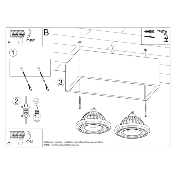 Betonowa lampa sufitowa SL.0884 nowoczesny plafon do kuchni