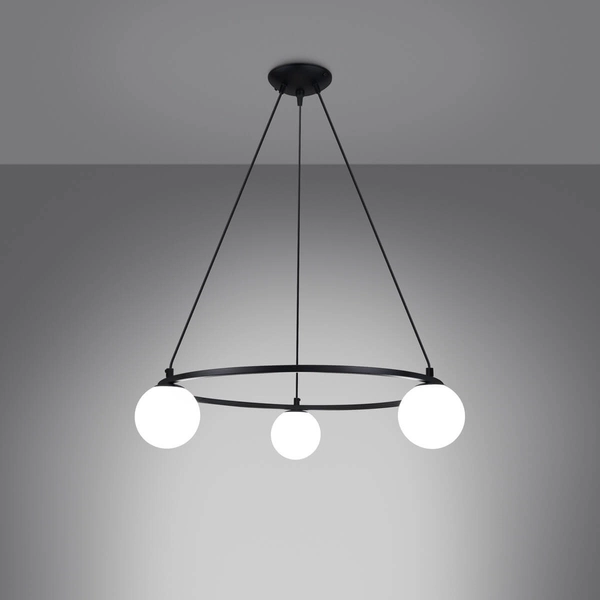 Zwisająca lampa Yoli SL.1213 kule bańki do salonu czarna biała