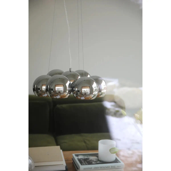 Lampa wisząca CUPOLO chrom 109167 7xE14 kulista molekułowa do salonu