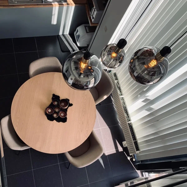 Wisząca lampa szklana Julius 34438/20/65 Lucide okrągła czarna złota