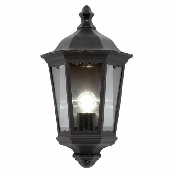 Zewnętrzna lampa ścienna Burford 76547 Endon latarnia IP44 czarna przezroczysta