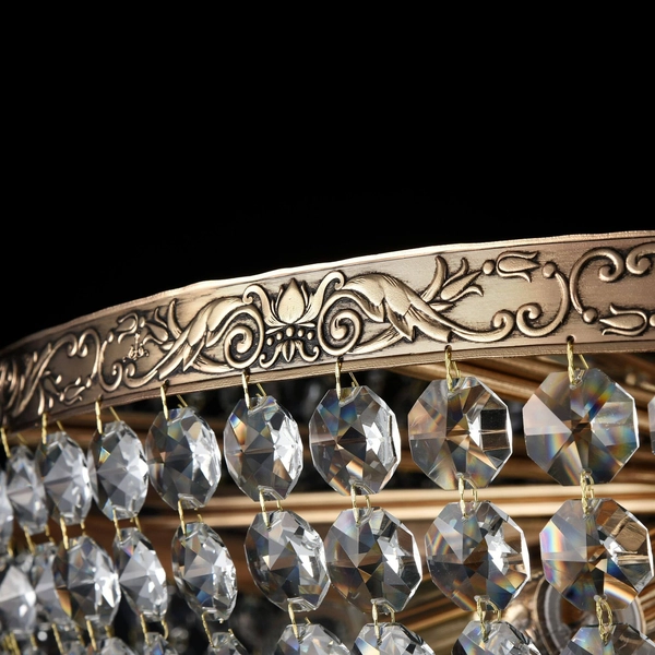 Sufitowa LAMPA plafoniera PALACE DIA891-CL-14-G Maytoni kryształowa OPRAWA pałacowy plafon okrągły mosiądz