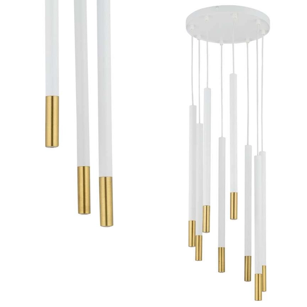 Modernistyczna LAMPA wisząca SOPEL DUE 33240 Sigma metalowa OPRAWA kaskada ZWIS sople tuby białe złote