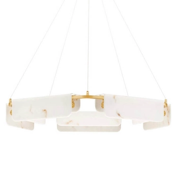 Wisząca lampa do salonu MAIRANA LE44617 LED 45W 3000K marmurowa biała złota