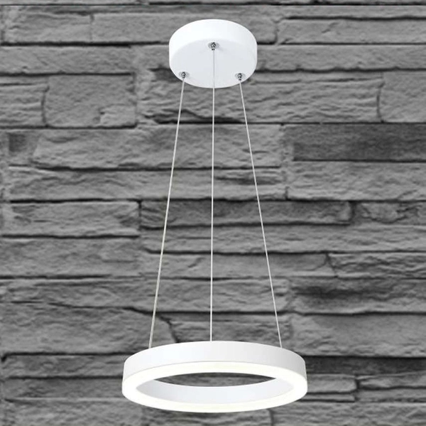 Nowoczesna LAMPA wisząca FOKKO 308504 Polux okrągły zwis LED 9W 3000K ring do salonu biały