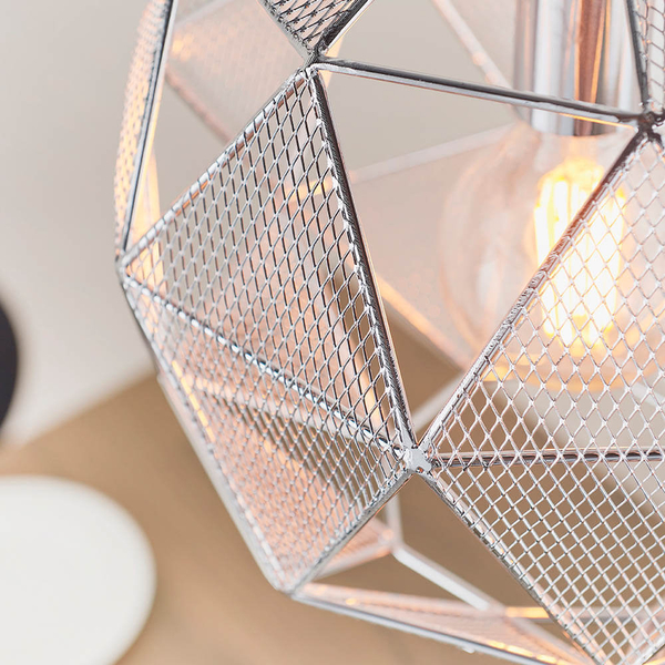 Geometryczna lampa wisząca Armour 72817 do salonu chrom