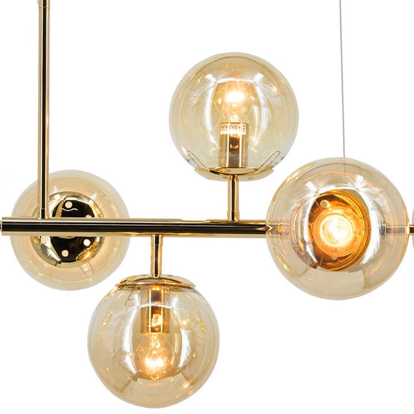 Wisząca lampa kulista Paco 3401/6 TR molekuły szklane złota