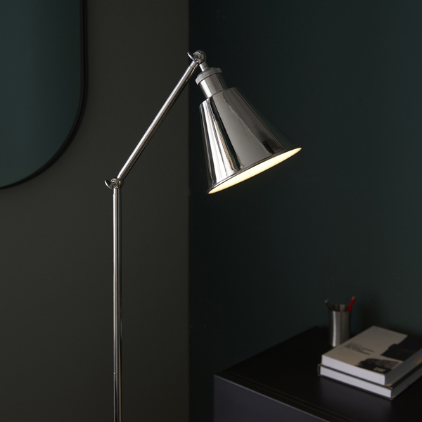 Regulowana lampa podłogowa L&-197835 Light& metalowa nikiel