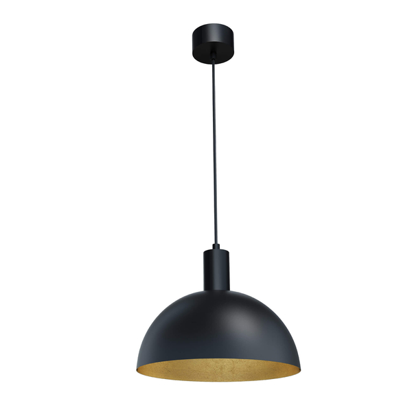 Metalowa lampa wisząca Luisant P0473 pokojowa kopuła czarna złota