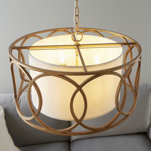 Okrągła lampa wisząca L&-191921 Light& abażurowa biała złota