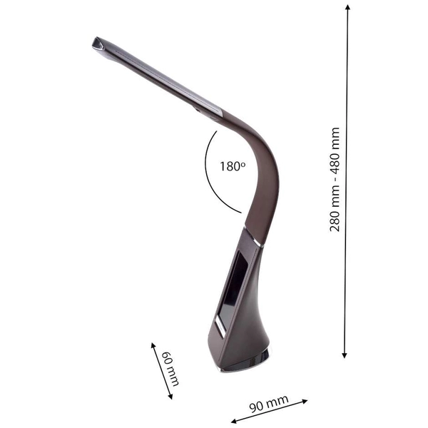 Biurkowa LAMPKA stojąca GALA ML139 Milagro stołowa LAMPA metalowa LED 6W 3000K z zegarkiem brązowa