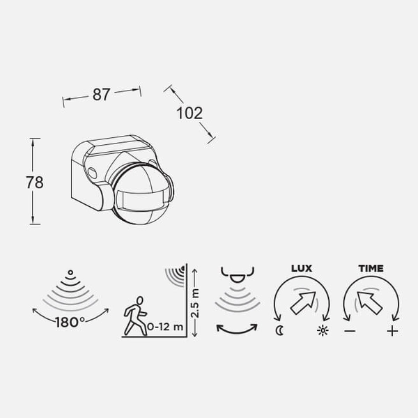 Zewnętrzny czujnik ruchu SPHERE 9701601330 Lutec IP44 czarny