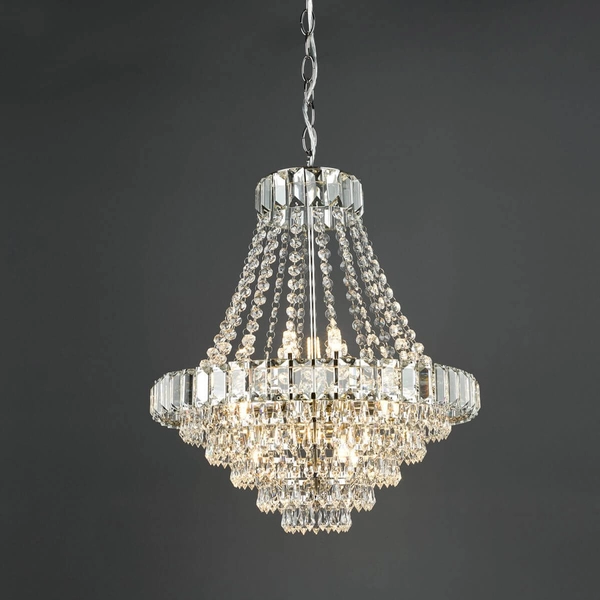 Regulowany żyrandol Osborne OSB1238-EH Dar Lighting rokoko do salonu kryształy srebrna