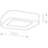 Zewnętrzna lampa sufitowa PUEBLA 9513 kwadratowa LED 12W IP54 grafitowa