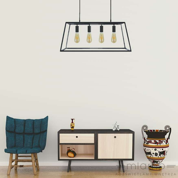 Loftowa LAMPA wisząca FINLAND 305503 IL MIO szklana OPRAWA retro zwis klatka czarna