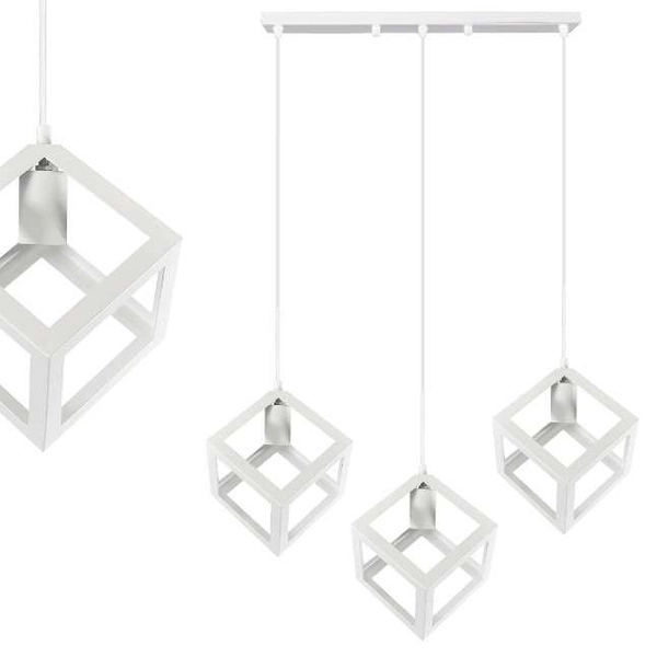 LAMPA wisząca SWEDEN 312457 Polux metalowa OPRAWA geometryczna ZWIS loftowy klatki białe