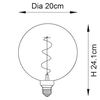 Kulista żarówka Spiral 102620 4W 2000K E27 szklana bursztynowa