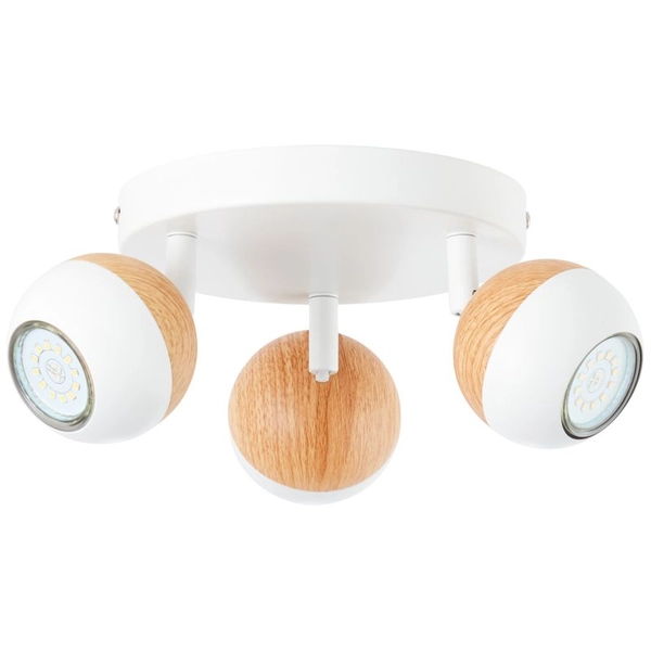 Sufitowy plafon Scan G59434/75 reflektorki kule biały drewno