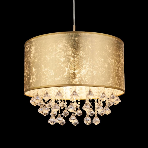 LAMPA wisząca AMY 15187H3 Globo okrągła OPRAWA abażurowa ZWIS z kryształkami glamour crystal złoty