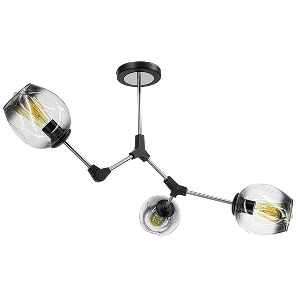 Sufitowa LAMPA regulowana 1962/3 19BT-BLACK Elem modernistyczna OPRAWA szklana chemistry czarna przydymiona